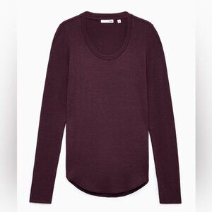Aritzia Wilfred Burgundy Diapason T-Shirt Long-sleeve, scoop neck t-shirt size M